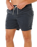 Offset Washed Volley Shorts in Black