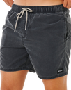 Offset Washed Volley Shorts in Black