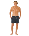 Offset Washed Volley Shorts in Black