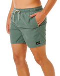 Offset Washed Volley Shorts in Moss