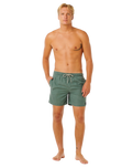 Offset Washed Volley Shorts in Moss