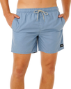 Offset Washed Volley Shorts in Faded Denim