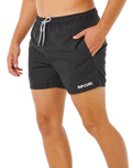Streamline Offset Volley Shorts in Black