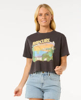 The Rip Curl Womens La Paloma Crop T-Shirt in Washed Black