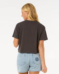 The Rip Curl Womens La Paloma Crop T-Shirt in Washed Black