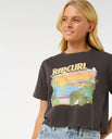 The Rip Curl Womens La Paloma Crop T-Shirt in Washed Black