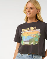 The Rip Curl Womens La Paloma Crop T-Shirt in Washed Black