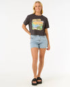 The Rip Curl Womens La Paloma Crop T-Shirt in Washed Black