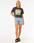 The Rip Curl Womens La Paloma Crop T-Shirt in Washed Black