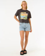 The Rip Curl Womens La Paloma Crop T-Shirt in Washed Black