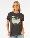 The Rip Curl Womens Gliding Standard T-Shirt in Washed Black
