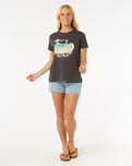 The Rip Curl Womens Gliding Standard T-Shirt in Washed Black