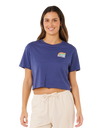 Surf Side Cropped T-Shirt in Navy