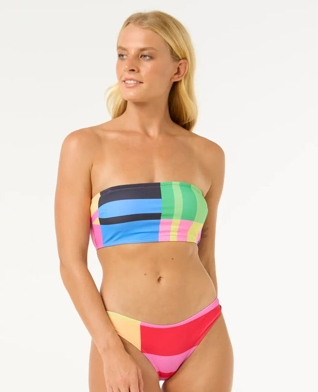 The Rip Curl Womens Las Dalias D-DD Bandeau Bikini Top in Multicolour