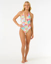 The Rip Curl Womens Cala Vadella Cheeky One Piece Swimsuit in Multicolour