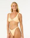 The Rip Curl Womens La Joya Tall Knot Tri Bikini Top in Mango