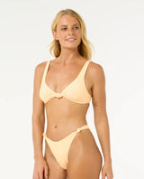 The Rip Curl Womens La Joya Tall Knot Tri Bikini Top in Mango