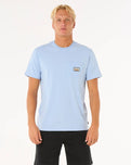 The Rip Curl Mens Surf Paradise Badge Update T-Shirt in Ice Blue