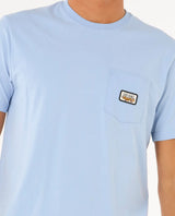 The Rip Curl Mens Surf Paradise Badge Update T-Shirt in Ice Blue
