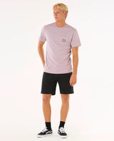 The Rip Curl Mens Surf Paradise Badge Update T-Shirt in Smokey Grape