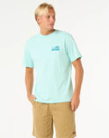 The Rip Curl Mens Surf Revival Stacked T-Shirt in Light Aqua