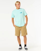 The Rip Curl Mens Surf Revival Stacked T-Shirt in Light Aqua