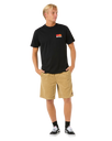 The Rip Curl Mens Surf Revival Stacked T-Shirt in Black