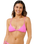 Premium Surf Banded Fixed Tri Bikini Top in Super Pink