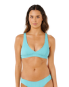 Vibe Surf V Neck Bikini Top in Sea Blue