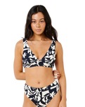 Topanga Geo Deep V Bikini Top in Black