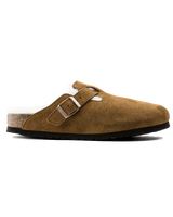 The Birkenstock Womens Boston Shearling Slippers in Mink