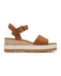 The Toms Womens Diana Tan Leather Wedge Sandals in Tan