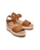The Toms Womens Diana Tan Leather Wedge Sandals in Tan