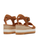 The Toms Womens Diana Tan Leather Wedge Sandals in Tan