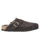 The Birkenstock Womens Boston Shearling Suede Leather Sandals in Mocca