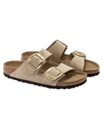 Arizona Big Buckle Nubuk Leather Sandals in Sandcastle