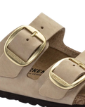 Arizona Big Buckle Nubuk Leather Sandals in Sandcastle