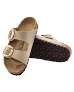 Arizona Big Buckle Nubuk Leather Sandals in Sandcastle