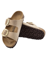 Arizona Big Buckle Nubuk Leather Sandals in Sandcastle