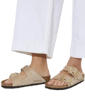Arizona Big Buckle Nubuk Leather Sandals in Sandcastle