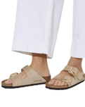 Arizona Big Buckle Nubuk Leather Sandals in Sandcastle