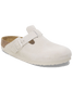 The Birkenstock Womens Boston Suede Leather Sandals in Antique White