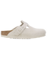 The Birkenstock Womens Boston Suede Leather Sandals in Antique White
