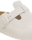 The Birkenstock Womens Boston Suede Leather Sandals in Antique White