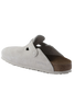 The Birkenstock Womens Boston Suede Leather Sandals in Antique White