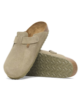 The Birkenstock Womens Womens Boston Suede Leather Sandals in Faded Khaki