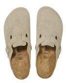 The Birkenstock Womens Womens Boston Suede Leather Sandals in Faded Khaki