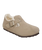 The Birkenstock Womens London Shearling Suede Leather Shoes in Taupe