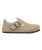 The Birkenstock Womens London Shearling Suede Leather Shoes in Taupe