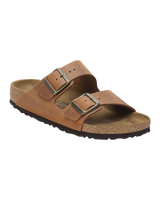 The Birkenstock Mens Arizona Natural Leather Oiled Sandals in Cognac